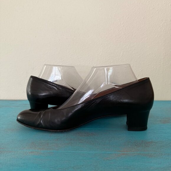 Vintage Coach Black Leather Cuban Heel Shoes Women's Size 9.5 J002 - Picture 7 of 10